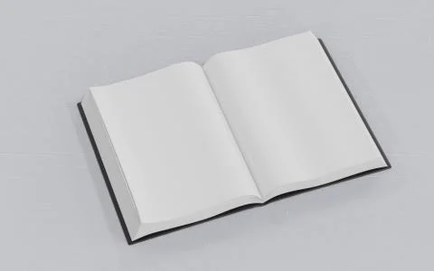 Blank empty opened book on white wood underground 3d render illustration Stock Illustration