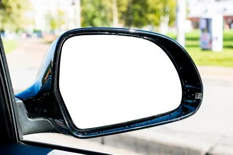 Blank empty screen Rearview car Mirror. Blank rear view mirror with a clippin Stock Photos