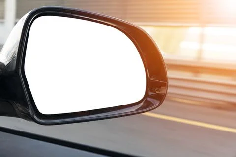 Blank empty screen Rearview car Mirror. Blank rear view mirror with a clipp.. Stock Photos