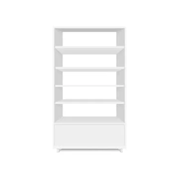 Blank empty showcases display with retail shelves. Front view. Vector Stock Illustration