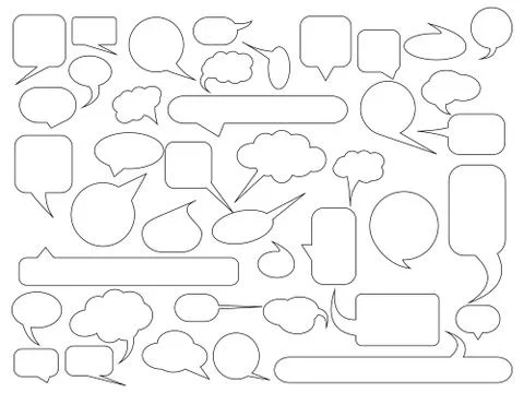 Blank empty speech bubble outline controur set. Simple flat vector illustration Stock Illustration
