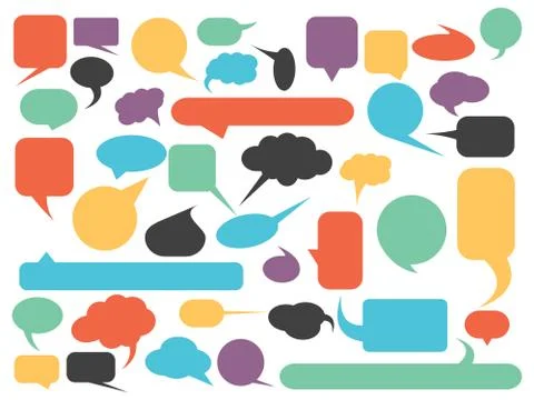 Blank empty speech bubble silhouettes set in various colors. Simple flat vector イラスト素材
