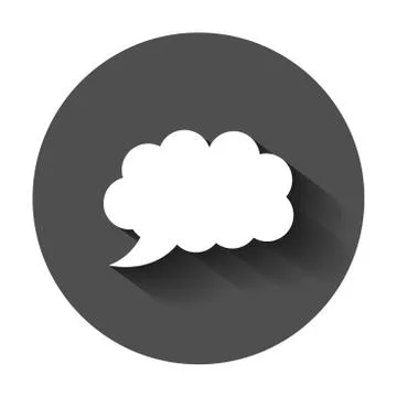 Blank empty speech bubble vector icon in flat style. Dialogue box with long s Illustrazione stock