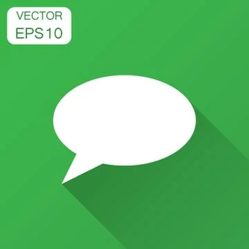 Blank empty speech bubble vector icon in flat style. Dialogue box with long s Illustrazione stock
