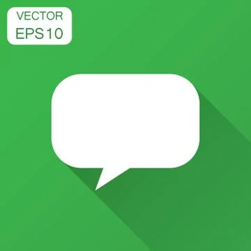 Blank empty speech bubble vector icon in flat style. Dialogue box with long s Illustrazione stock