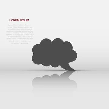 Blank empty speech bubble vector icon in flat style. Dialogue box on white .. Illustrazione stock