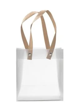 Blank empty translucent plastic gift bag Side view of blank empty transluc... Foto stock