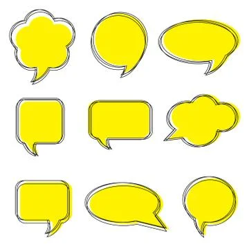 Blank empty white speech bubbles. Stickers of speech bubbles vector set Illustrazione stock