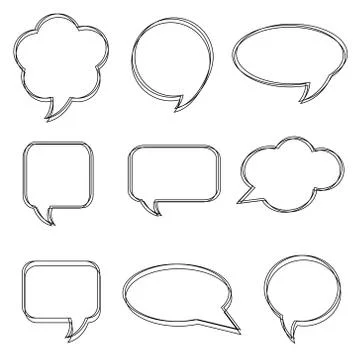 Blank empty white speech bubbles. Stickers of speech bubbles vector set Stock Illustration