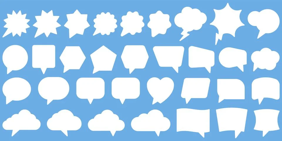 Blank empty white speech bubbles. Vector illustration. Illustrazione stock