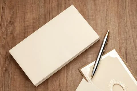 Blank envelop with pen Stock Photos