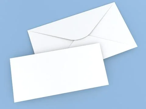 Blank envelope and card on a light blue background placed at a slight angle Stock Illustration