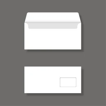 Blank envelope with window front and back view Mockup Stock Illustration