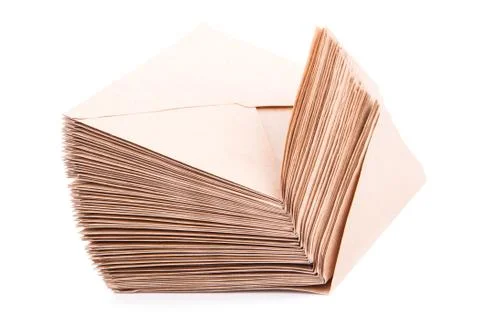 Blank envelopes isolated on white background with clipping path Stockfoto's