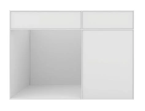 Blank exhibition stand. 3d render isolated on white background Illustrazione stock