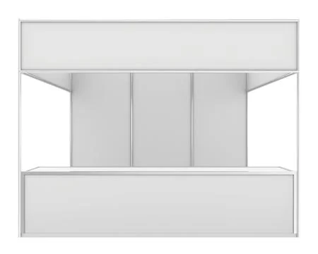 Blank exhibition stand. 3d render isolated on white background 스톡 일러스트