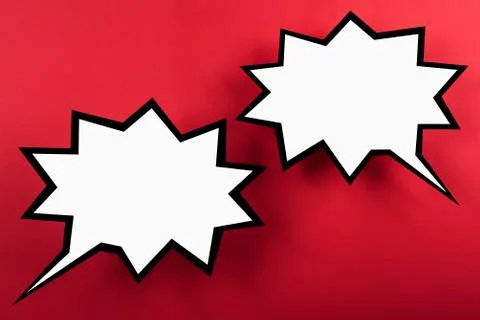 Blank exploding speech bubbles against red background 스톡 일러스트
