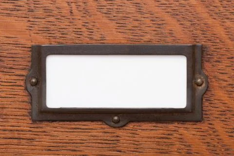 Blank file drawer label Foto stock