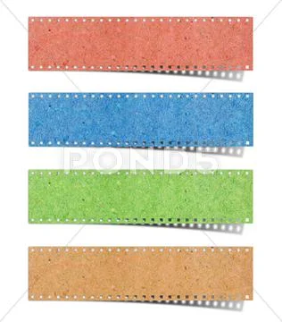Blank film strip recycled paper craft stick on white background Stock Photos