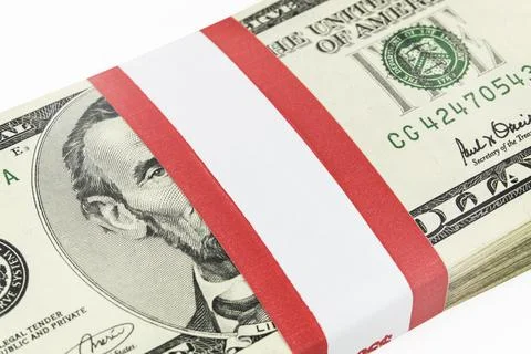 Blank Five Dollar Currency Strap Stock Photos