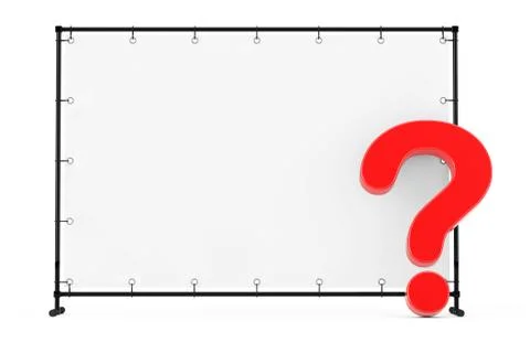 Blank Flag Banner with Red Question Mark. 3d Rendering Stock Illustration