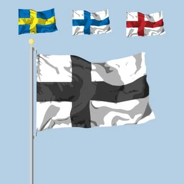 Blank of the flag with the cross. dinamic shadow effect. Vector illustration Illustrazione stock