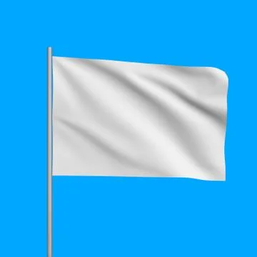 Blank flag. Isolated on blue background. 3D rendering illustration. Иллюстрация
