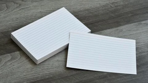 Blank Flash Index Note Cards on Dark Grey Wood Background Stock Photos