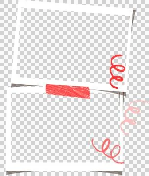 Blank flat design frames are being held by red tape, ribbons on transparent Stock Illustration