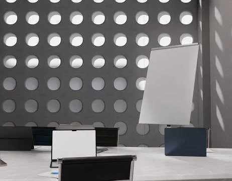 Blank flip chart in modern meeting room Stock-Illustration