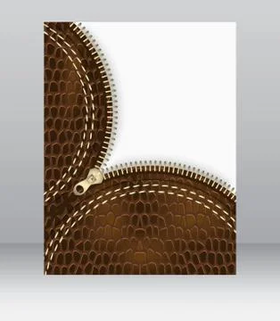 Blank flyer with a leather texture and zipper for your creative design, vecto Stock Illustration