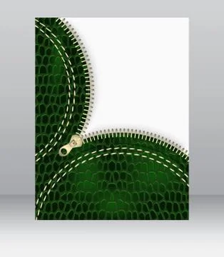 Blank flyer with a leather texture and zipper for your creative design, vecto Stock Illustration
