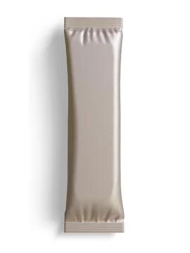 Blank foil package for design, long stick plastic pack for sugar, instant dr Stock Photos