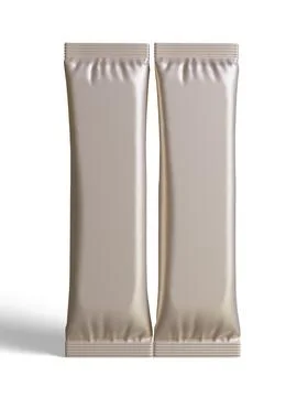 Blank foil package for design, long stick plastic pack for sugar, instant dr Stock Photos