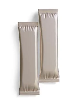 Blank foil package for design, long stick plastic pack for sugar, instant dr Stock Photos