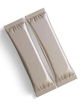 Blank foil package for design, long stick plastic pack for sugar, instant dr Stock Photos
