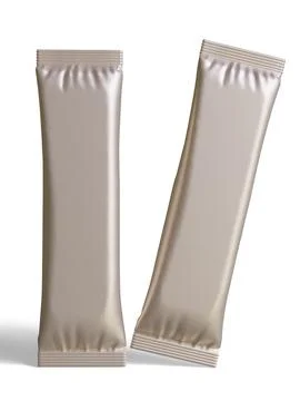 Blank foil package for design, long stick plastic pack for sugar, instant dr Stock Photos
