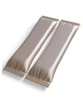 Blank foil package for design, long stick plastic pack for sugar, instant dr Stock Photos