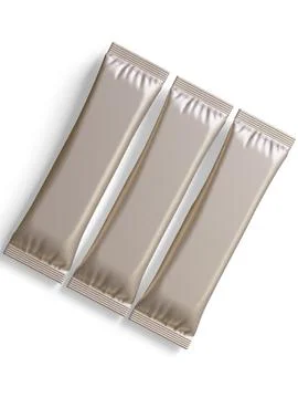 Blank foil package for design, long stick plastic pack for sugar, instant dr Stock Photos