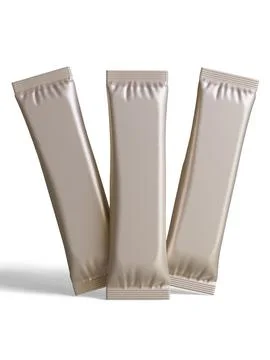 Blank foil package for design, long stick plastic pack for sugar, instant dr Stock Photos
