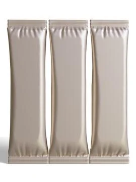 Blank foil package for design, long stick plastic pack for sugar, instant dr Stock Photos