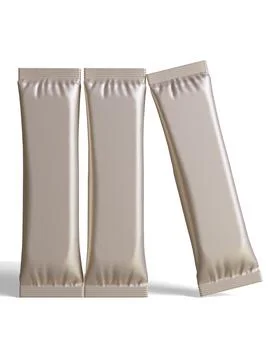 Blank foil package for design, long stick plastic pack for sugar, instant dr Stock Photos