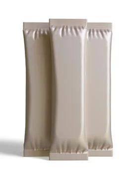 Blank foil package for design, long stick plastic pack for sugar, instant dr Stock Photos