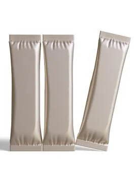 Blank foil package for design, long stick plastic pack for sugar, instant dr Stock Photos