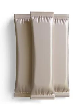 Blank foil package for design, long stick plastic pack for sugar, instant dr Stock Photos