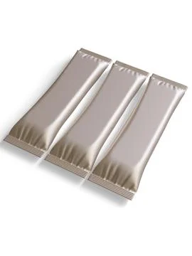 Blank foil package for design, long stick plastic pack for sugar, instant dr Stock Photos