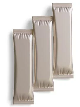 Blank foil package for design, long stick plastic pack for sugar, instant dr Stock Photos