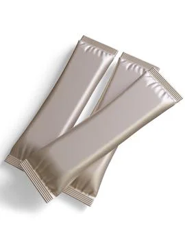 Blank foil package for design, long stick plastic pack for sugar, instant dr Stock Photos