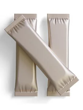 Blank foil package for design, long stick plastic pack for sugar, instant dr Stock Photos