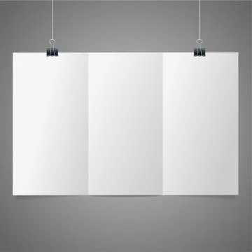 Blank Folded Leaflet White Paper Template. Vector 스톡 일러스트